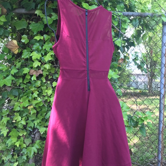 Express Mid Mesh Panel Skater Dress - Picture 8 of 8